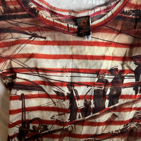 Jean Paul Gauthier Soleil mesh stripe women’s top - Picture 2 of 2
